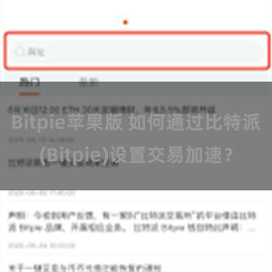 Bitpie苹果版 如何通过比特派(Bitpie)设置交易加速？