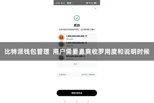 比特派钱包管理  用户需要直爽收罗用度和说明时候